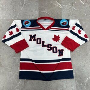 Vintage Molson Hockey Jersey Mens Large Beer Made in USA Hall of Fame Maple